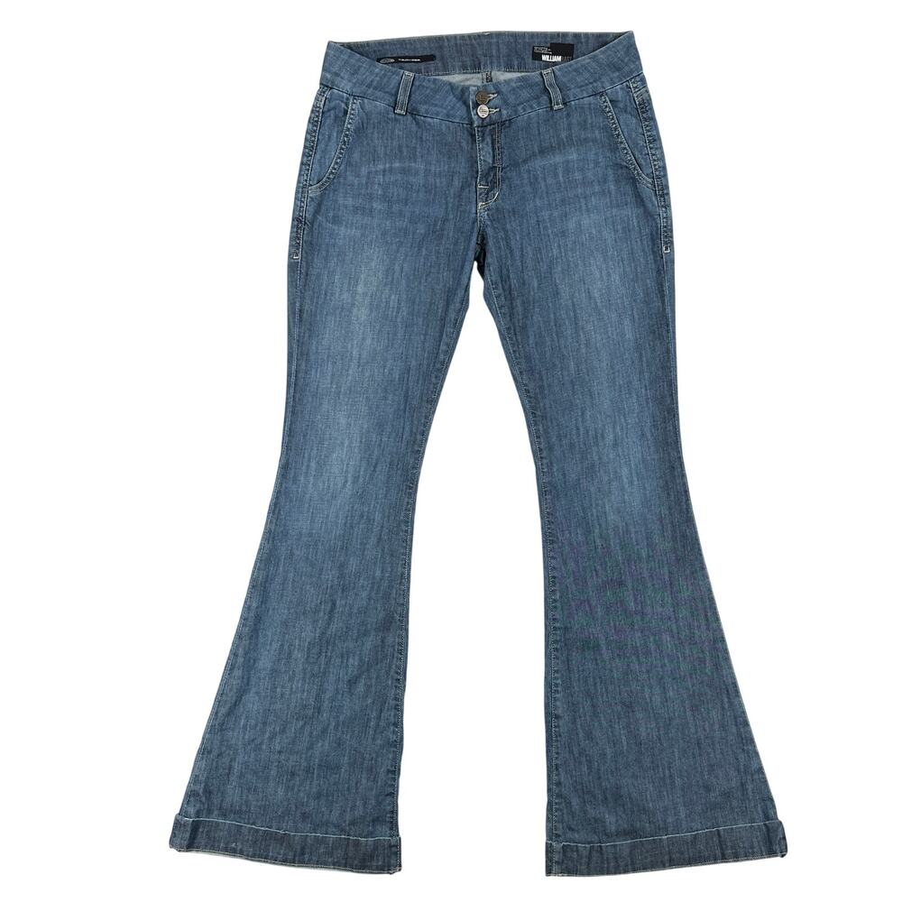 William Rast Jeans Jade Trouser Low Rise Flare Womens 28 34x34 Blue Med Wash